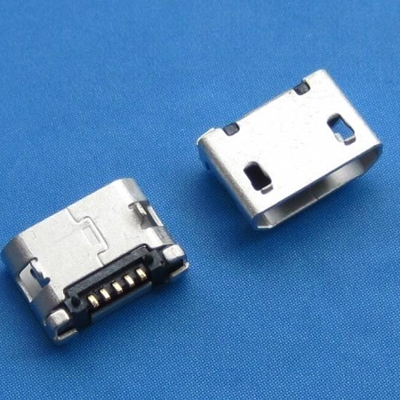 臺(tái)灣microUSB B type 5pin (焊腳:SMT, 外殼:前貼后插) 無(wú)翻邊有柱6.40mm